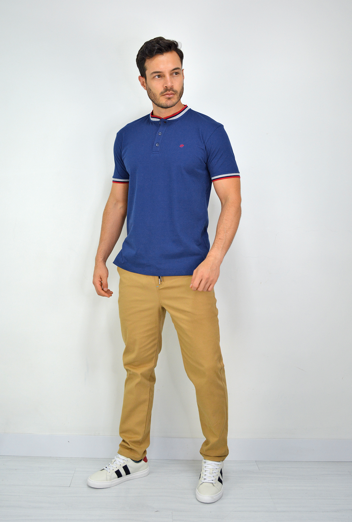 Camiseta Tipo Polo Azul Para Hombre DMP19