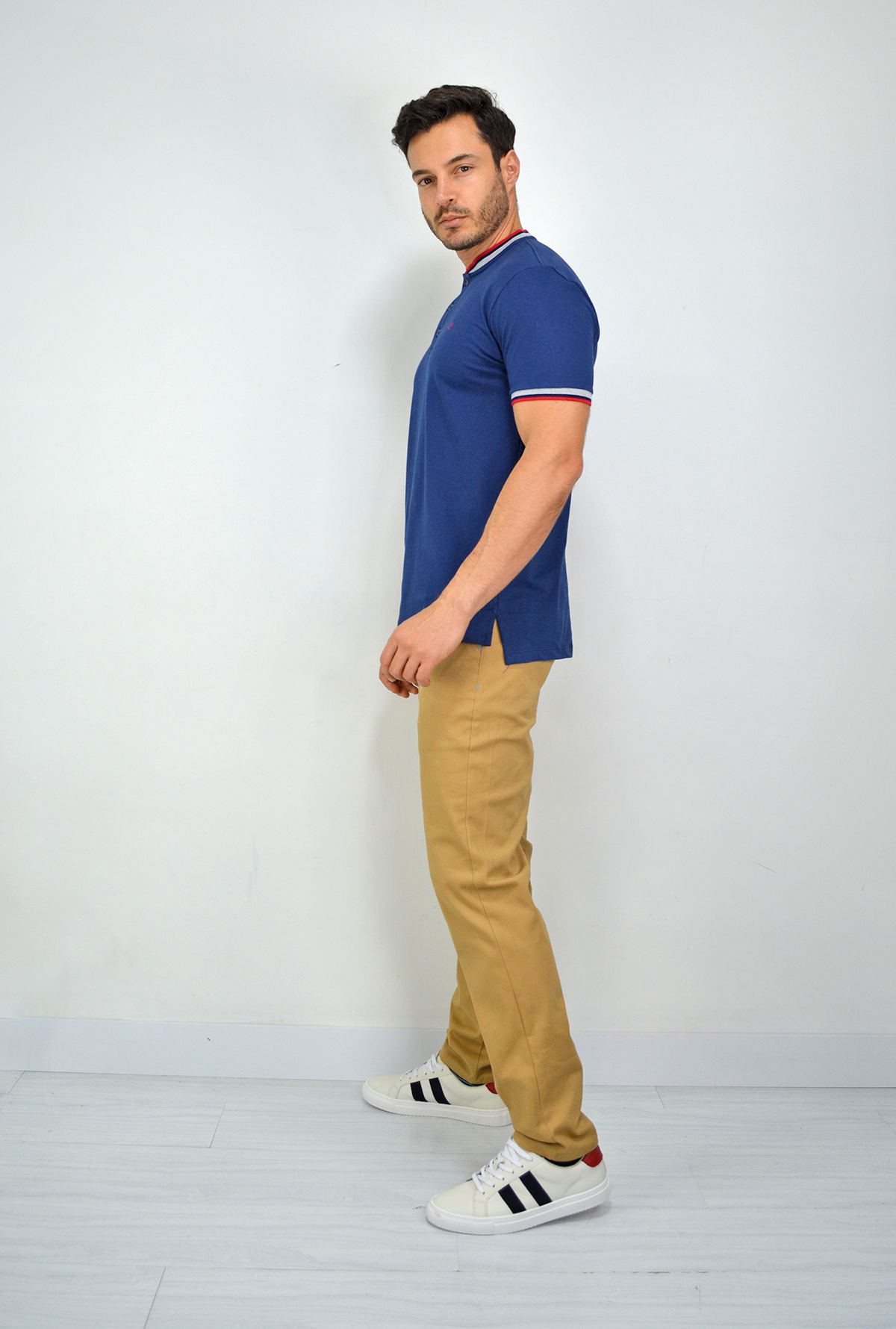 Camiseta Tipo Polo Azul Para Hombre DMP19