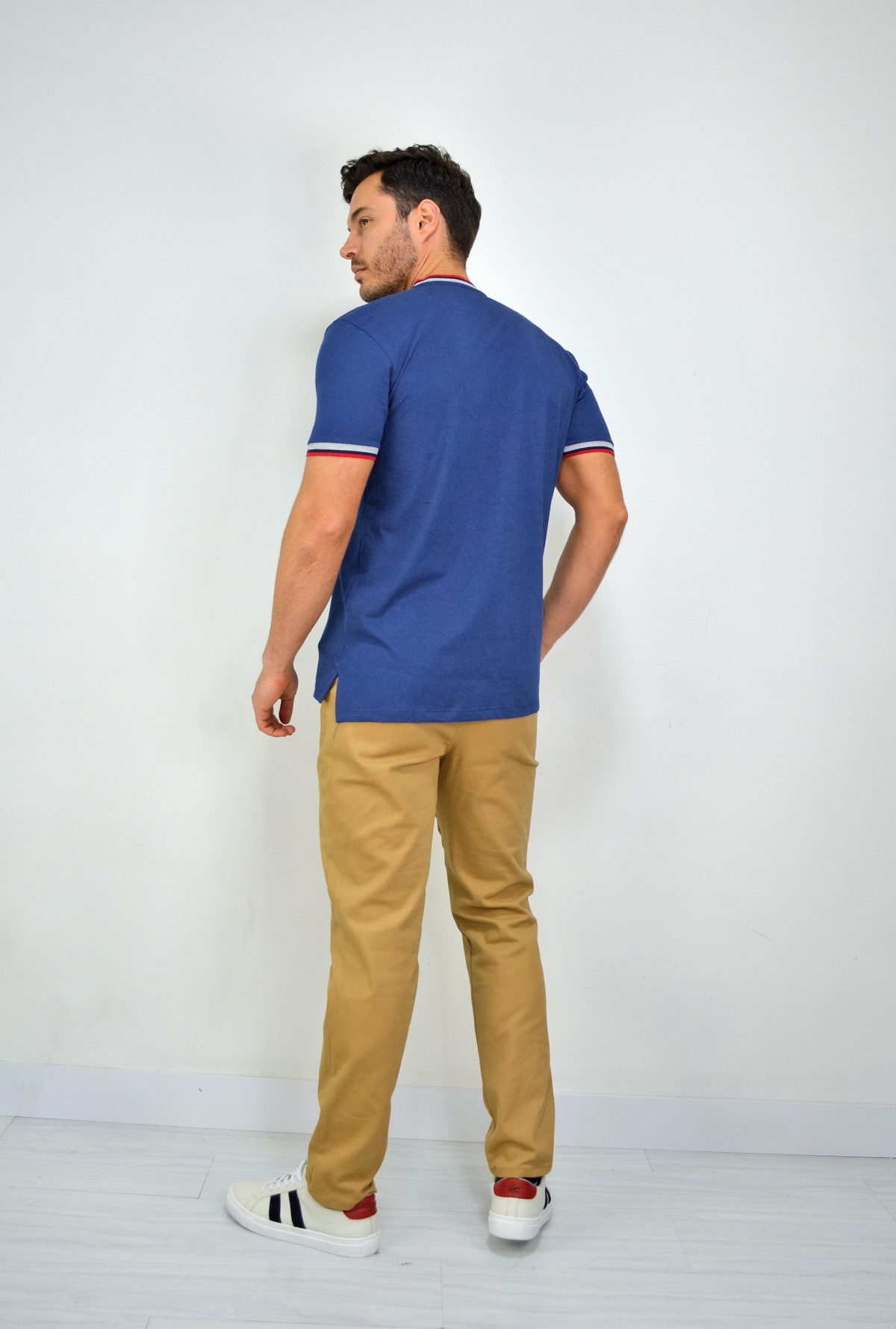 Camiseta Tipo Polo Azul Para Hombre DMP19