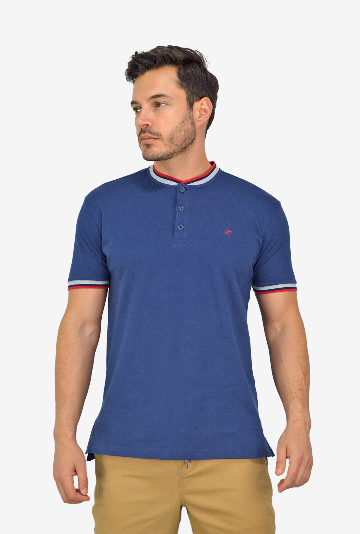 Camiseta Tipo Polo Azul Para Hombre DMP19