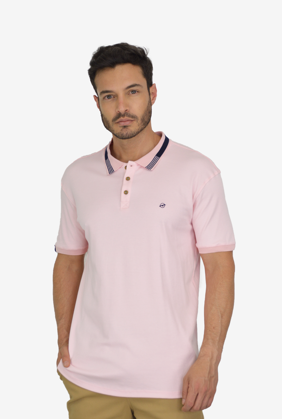 Camiseta Tipo Polo Rosada Para Hombre DMM08