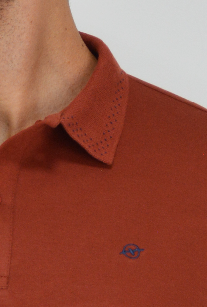 Polo Manga Larga Terracota Para Hombre CPL3039