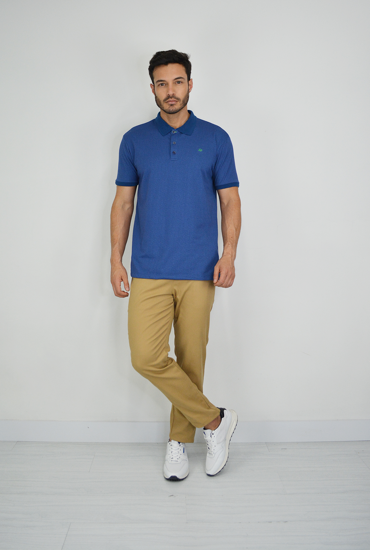 Camiseta de Hombre Tipo Polo con Tejido brasileño Azul Para Hombre CP025