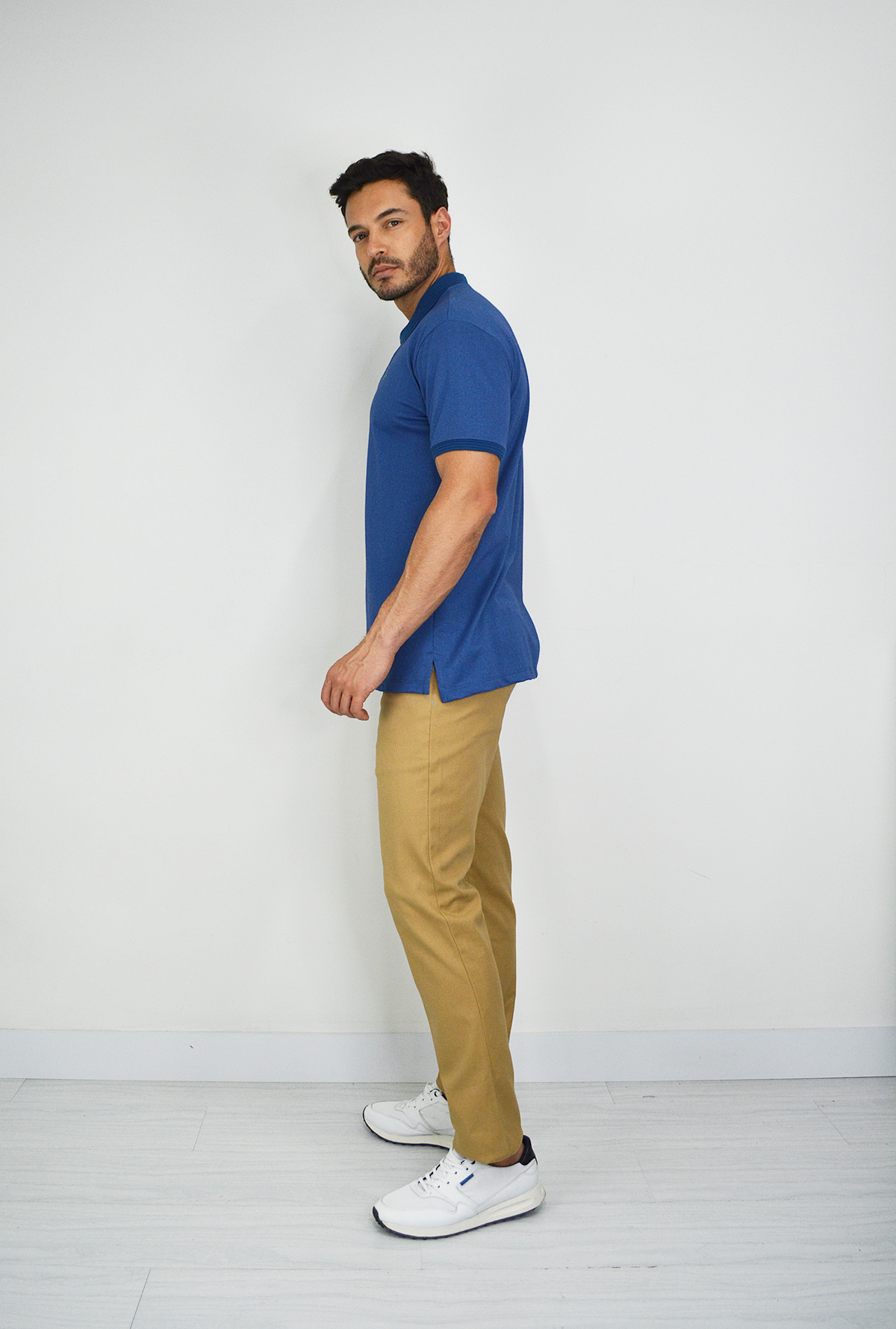 Camiseta de Hombre Tipo Polo con Tejido brasileño Azul Para Hombre CP025