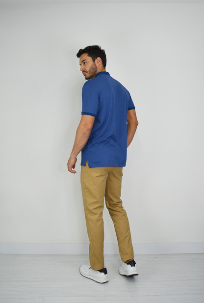 Camiseta de Hombre Tipo Polo con Tejido brasileño Azul Para Hombre CP025