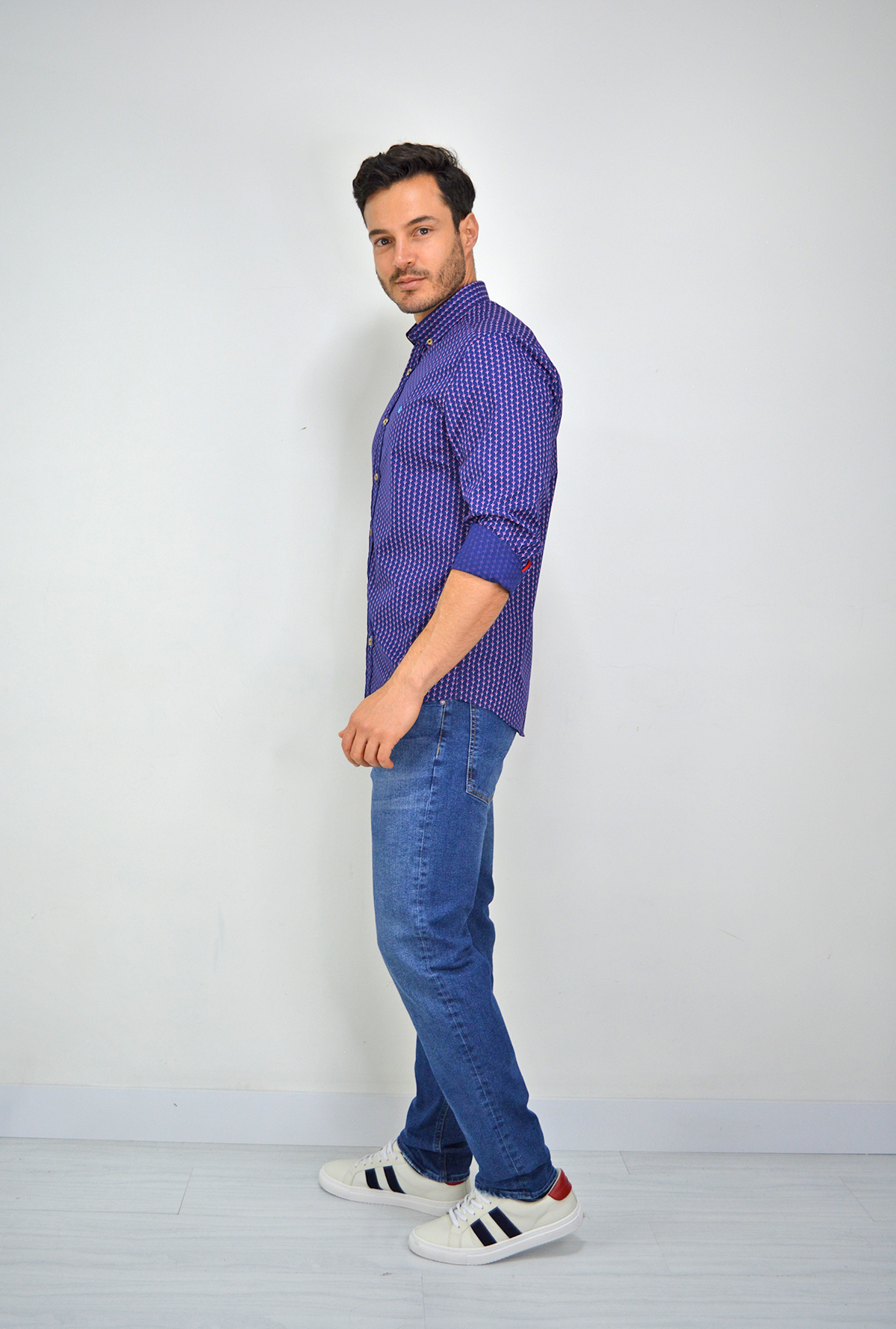 Camisa manga larga azul para hombre  DMCMLP01
