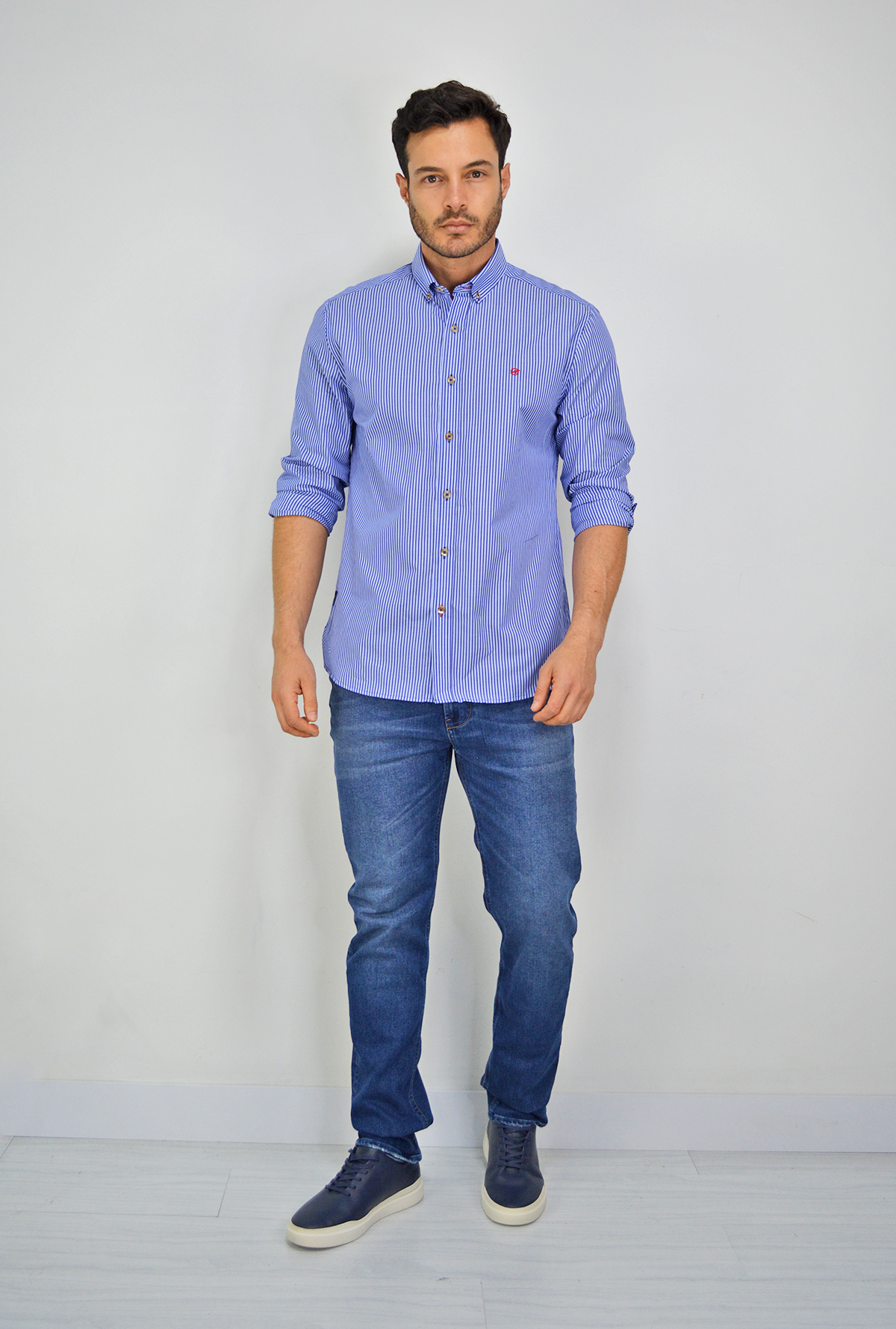 Camisa manga larga a rayas para hombre DMCML17