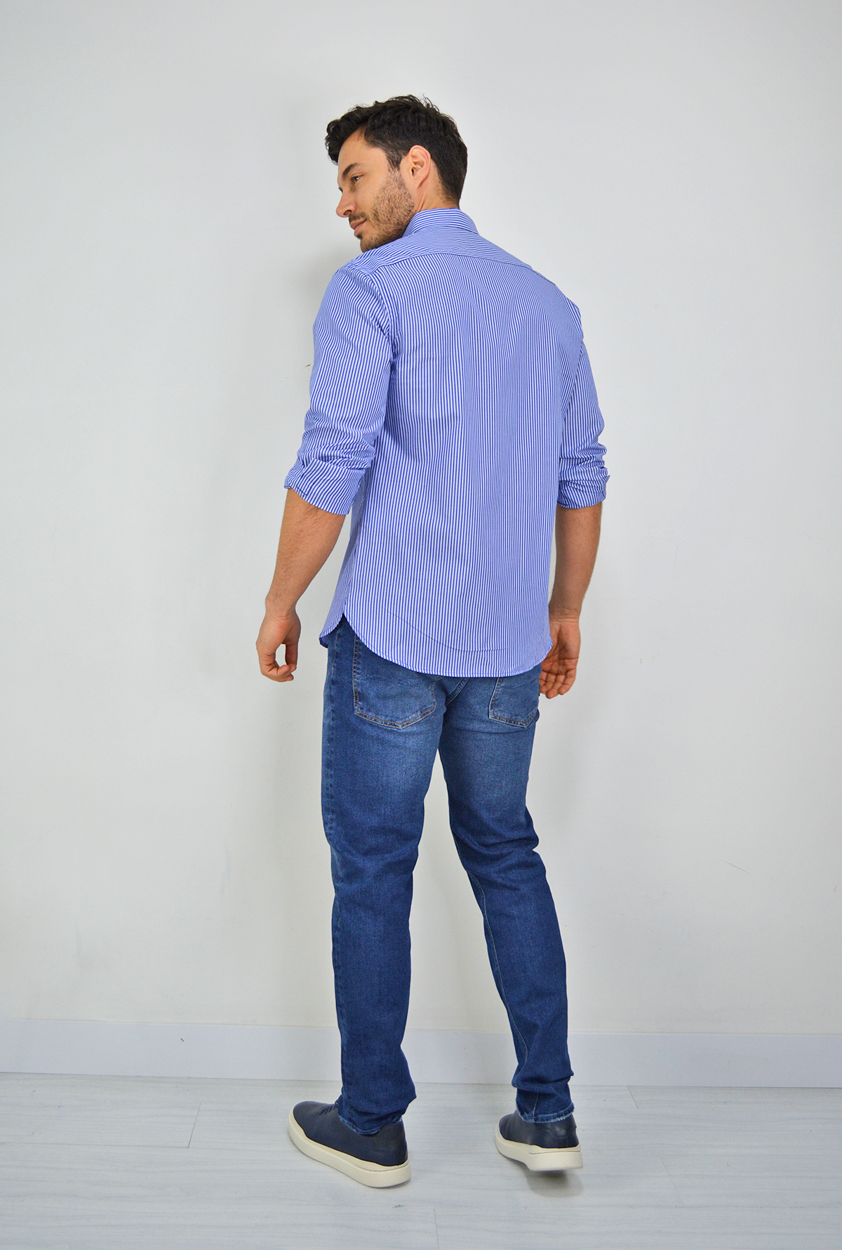 Camisa manga larga a rayas para hombre DMCML17