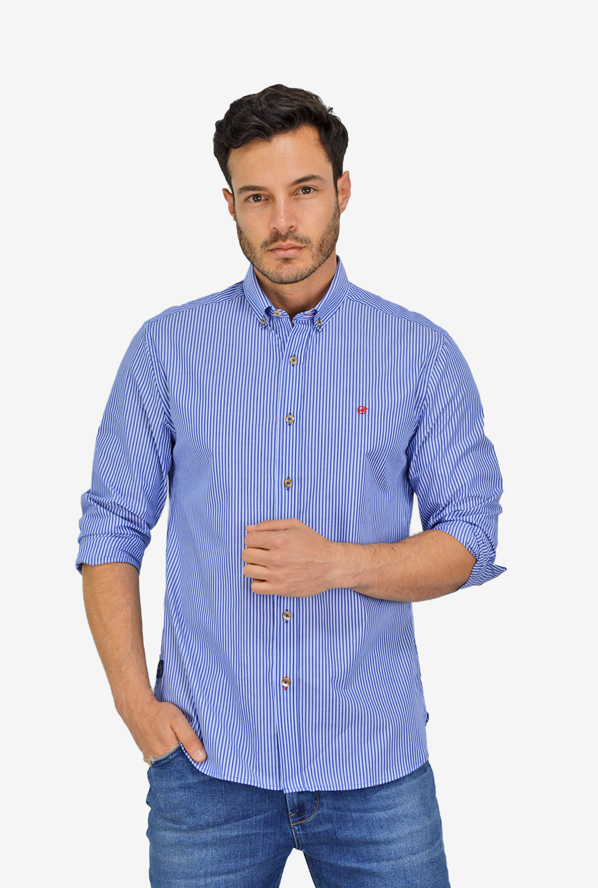 Camisa manga larga a rayas para hombre DMCML17