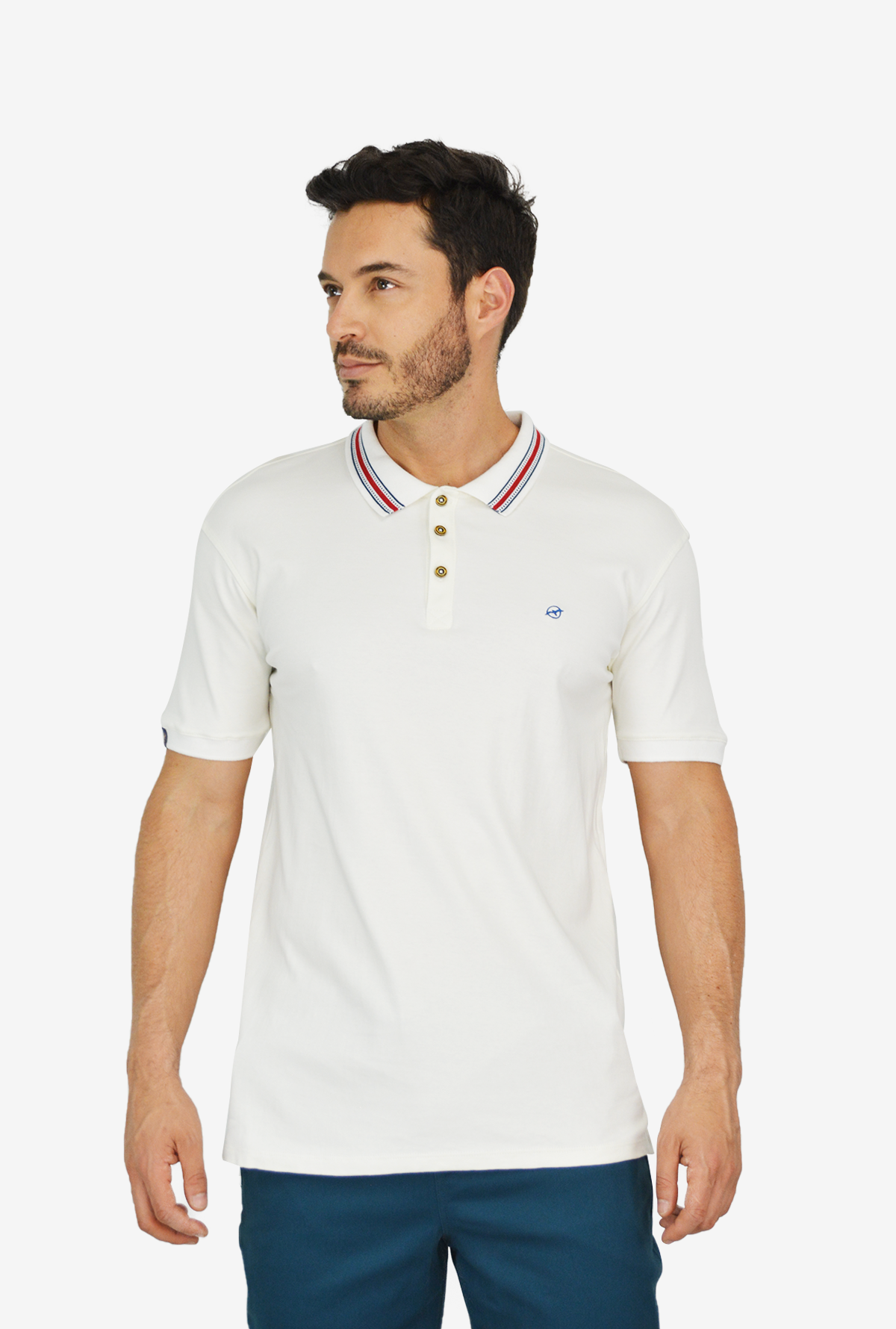 Camiseta Blanca Tipo Polo Para Hombre DMM05